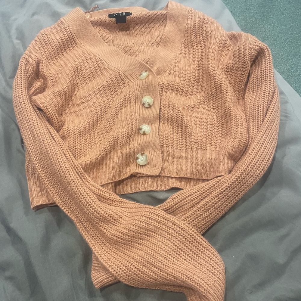 Chic Peach Button-Up Cardigan